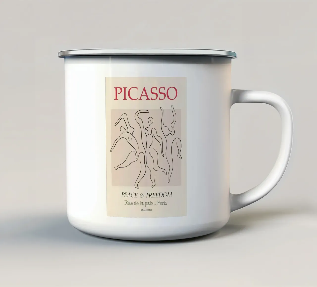 Picasso - Danseuses de la paix et de la liberté - Art abstrait au trait 1947 mug en émail de homdeco