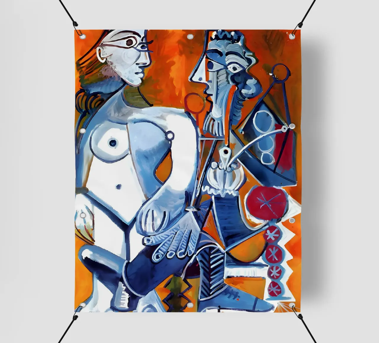 Figure ispirate a Picasso - Duo cubista vibrante telo in pvc da homdeco