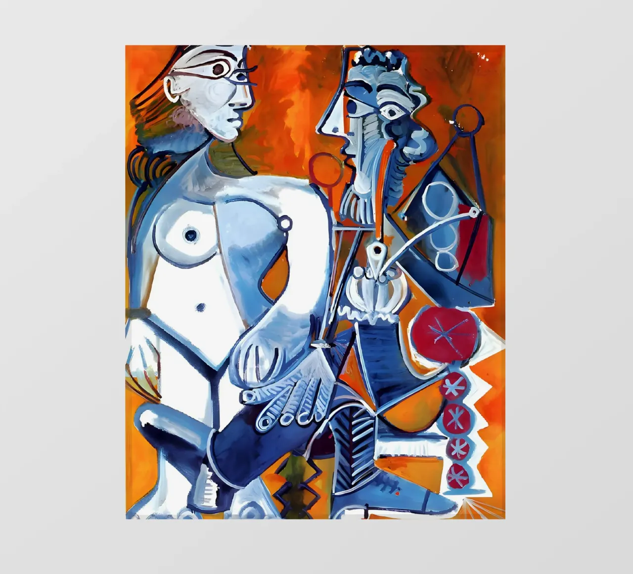 Figure ispirate a Picasso - Duo cubista vibrante telo in pvc da homdeco