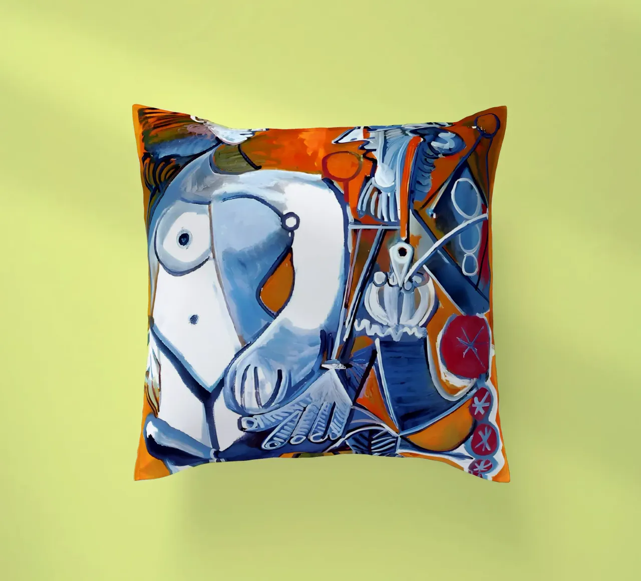 Figure ispirate a Picasso - Duo cubista vibrante cuscino da homdeco