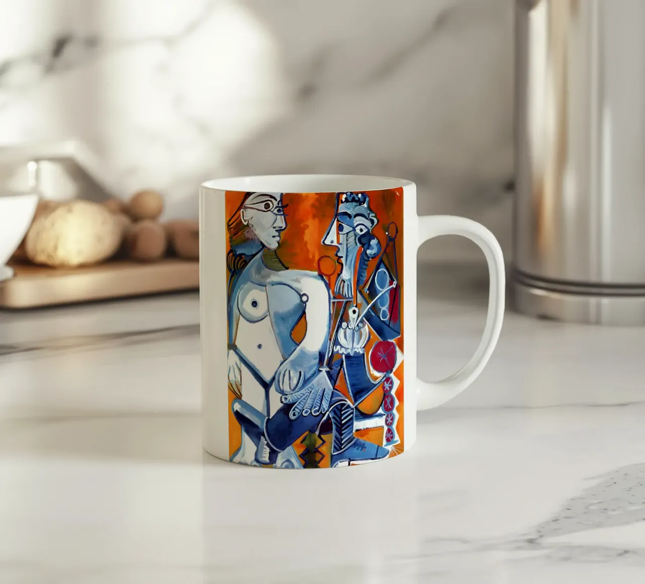 Figure ispirate a Picasso - Duo cubista vibrante tazza in ceramica da homdeco