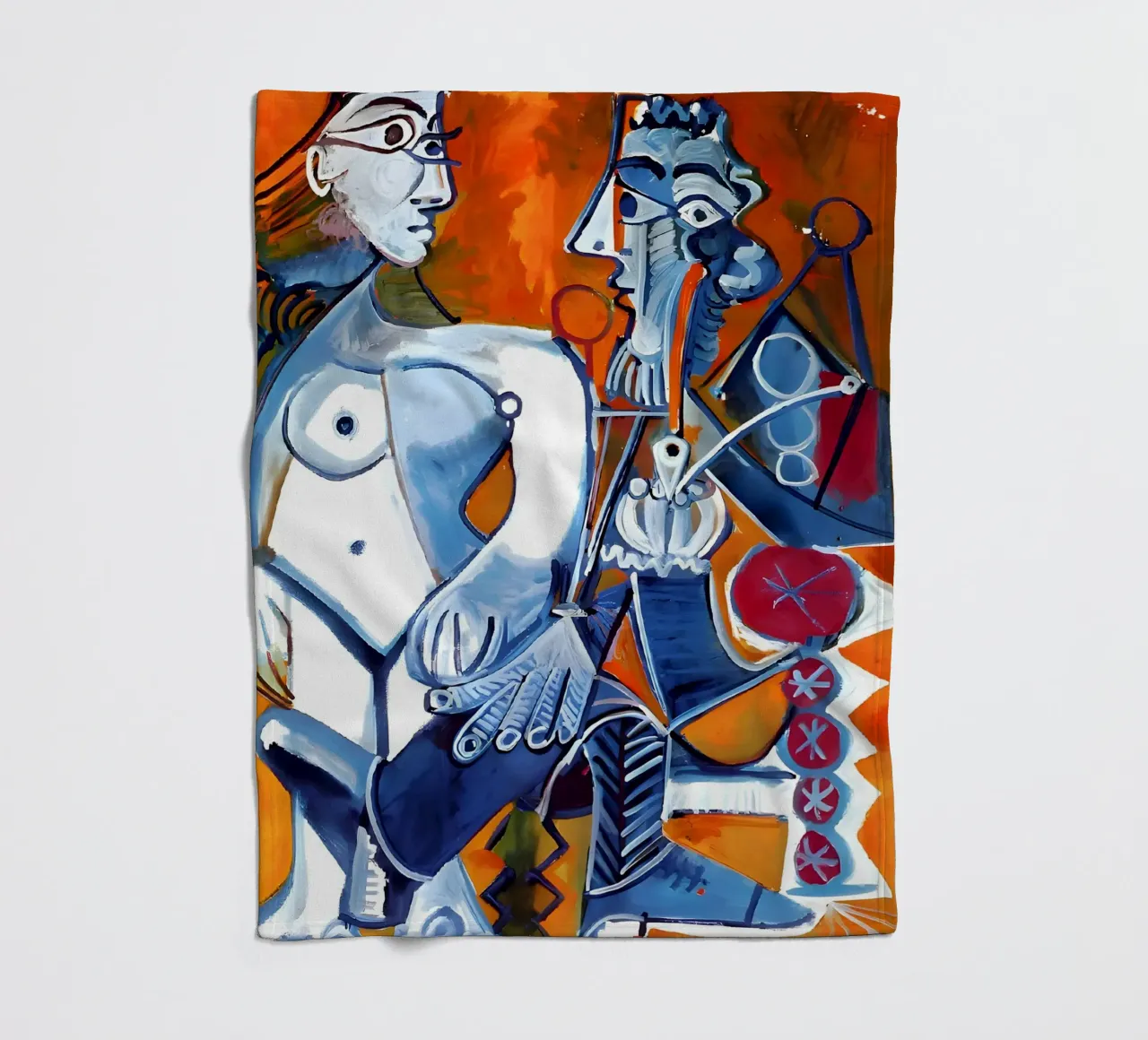 Von Picasso inspirierte Figuren - Lebendiges kubistisches Duo Fleecedecke von homdeco