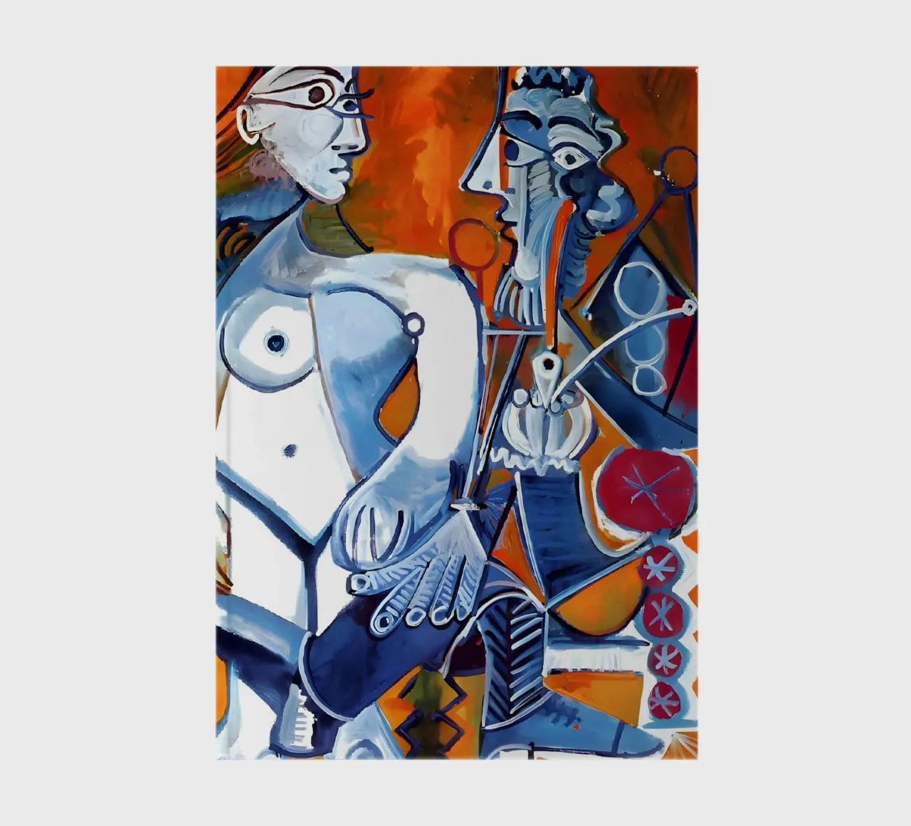 Picasso Inspired Figures - Vibrant Cubist Duo notebook by homdeco
