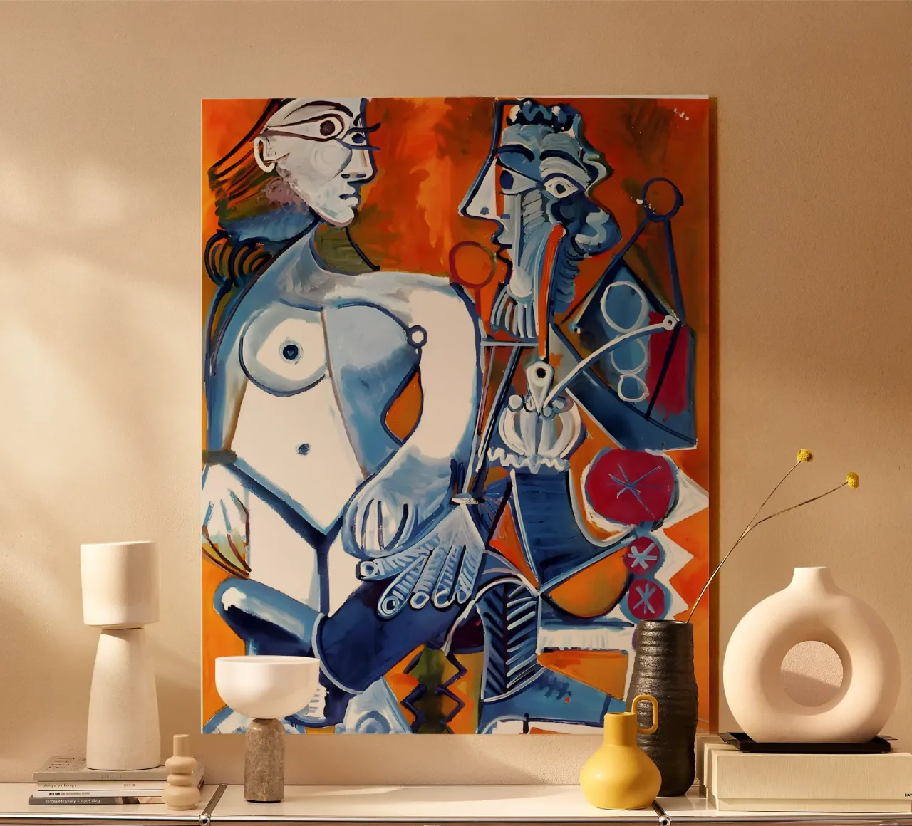 Picasso Inspired Figures - Vibrant Cubist Duo acrylic glass by homdeco