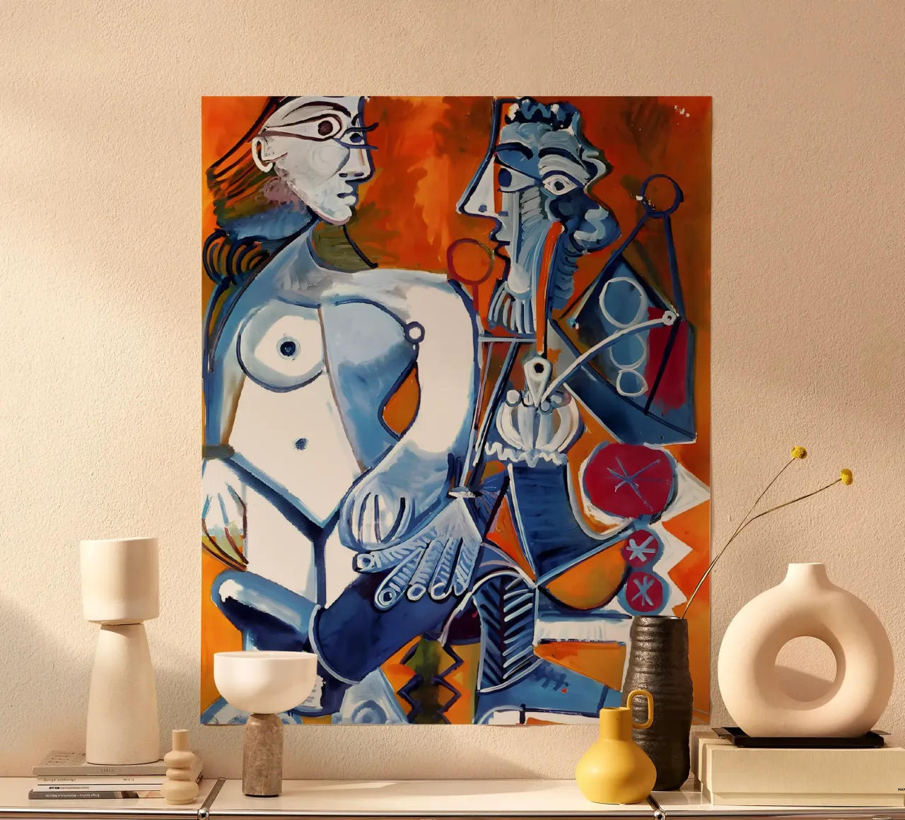 Figure ispirate a Picasso - Duo cubista vibrante poster da homdeco