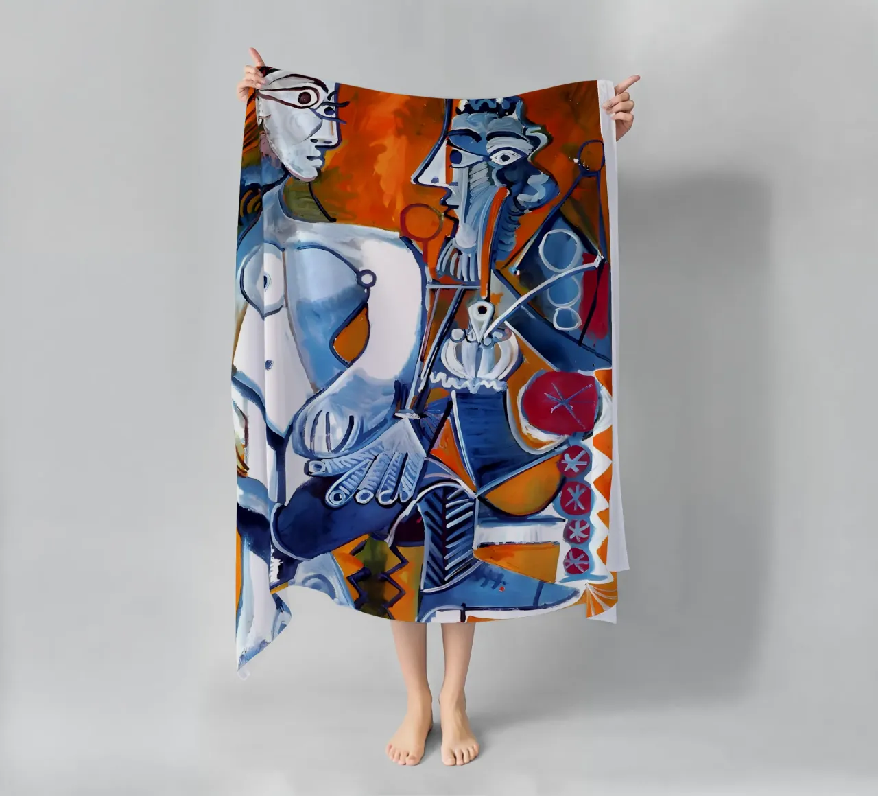 Figure ispirate a Picasso - Duo cubista vibrante telo mare da homdeco