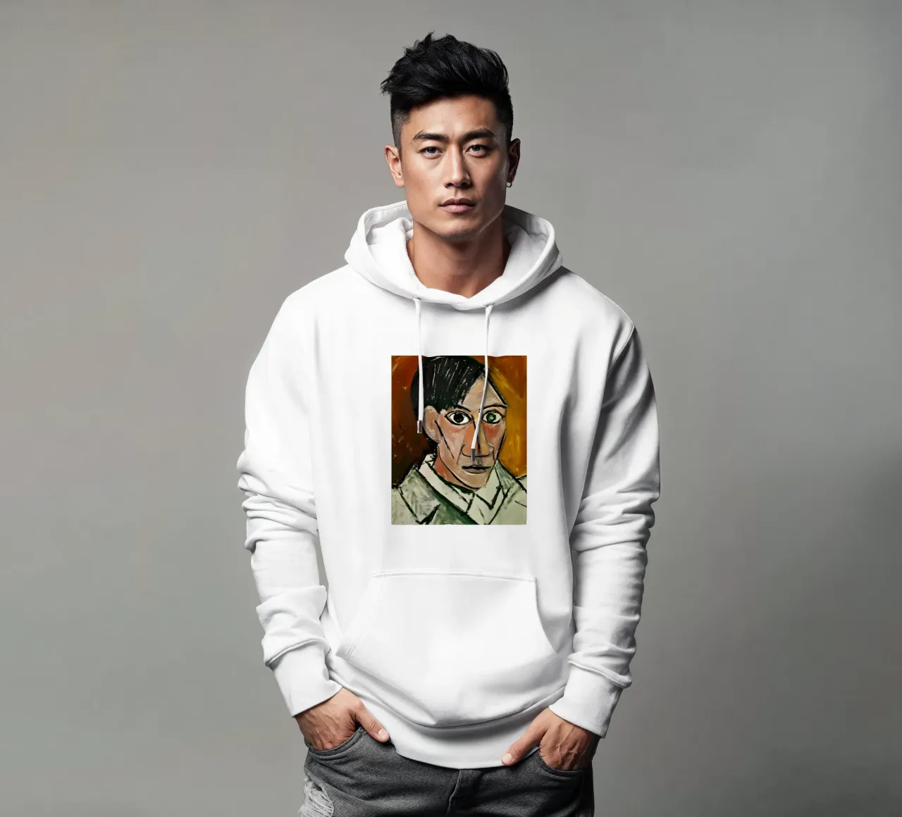 Picasso Self-Portrait, Bold Cubist Expressionism Art Print hoodie by homdeco