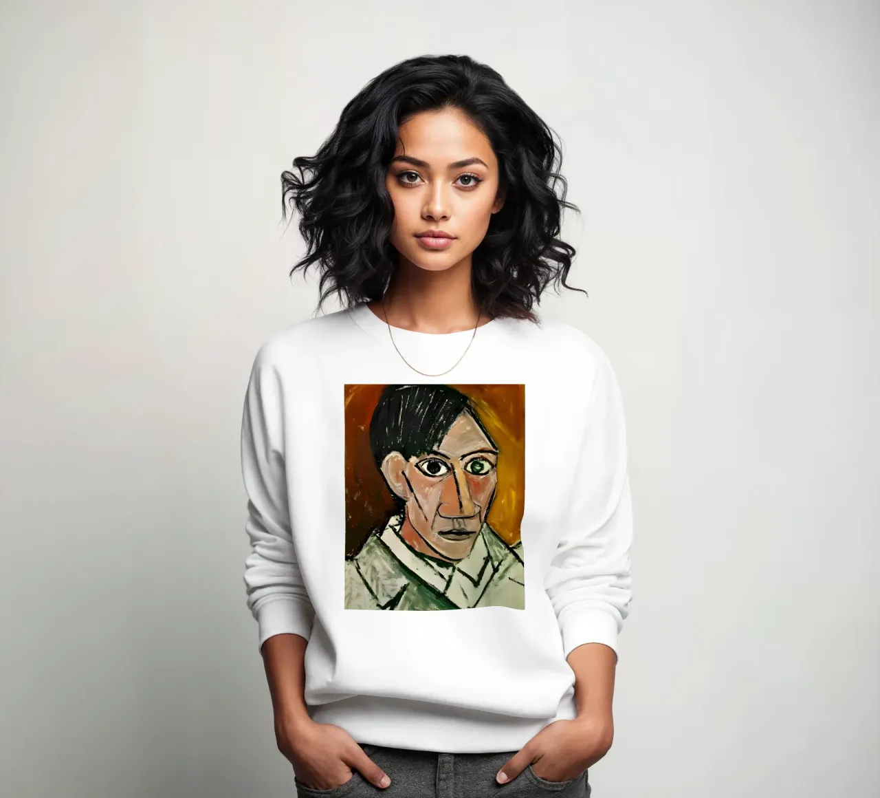 Picasso Self-Portrait, Bold Cubist Expressionism Art Print sweatshirt by homdeco