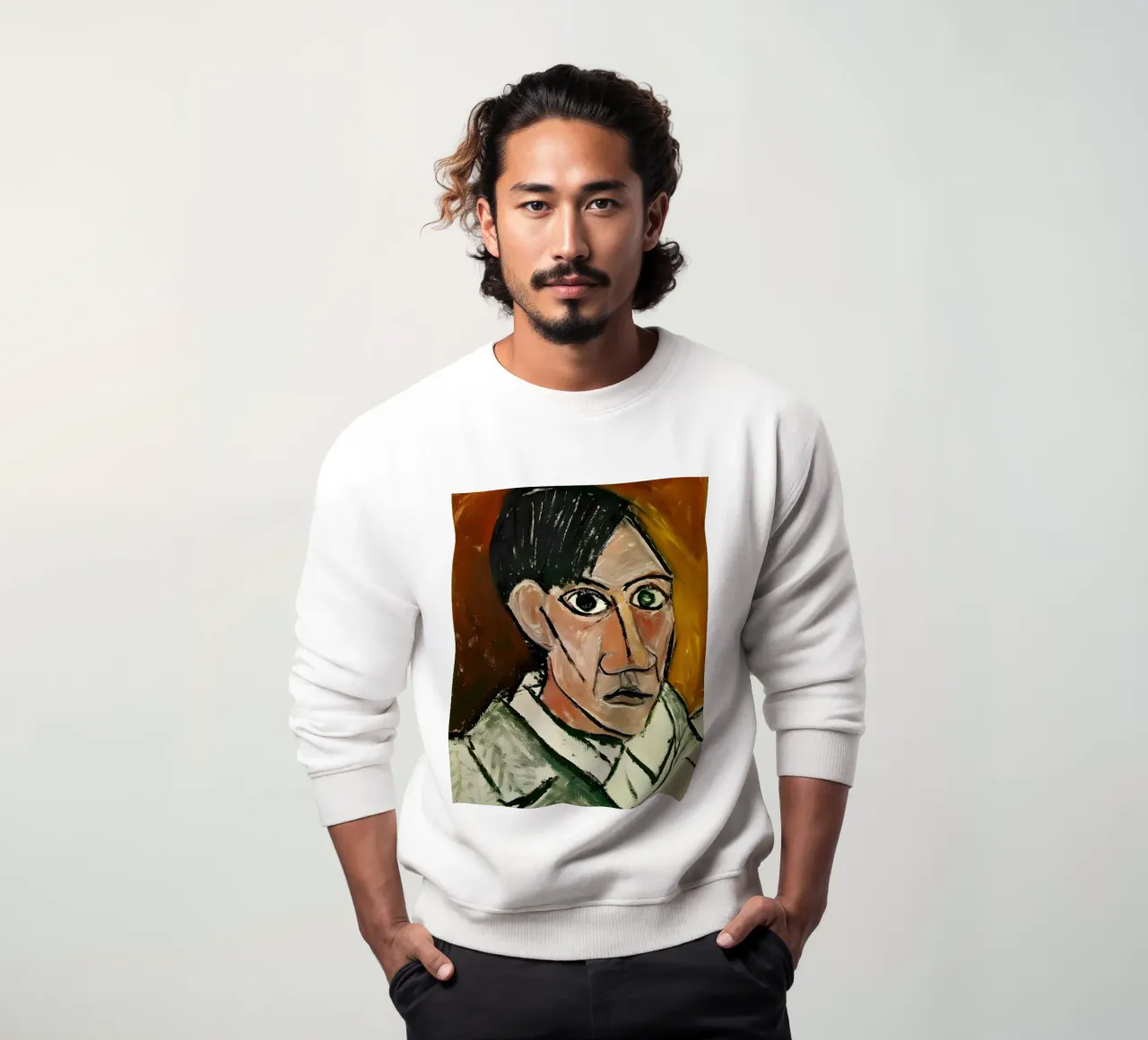 Picasso Self-Portrait, Bold Cubist Expressionism Art Print sweatshirt by homdeco