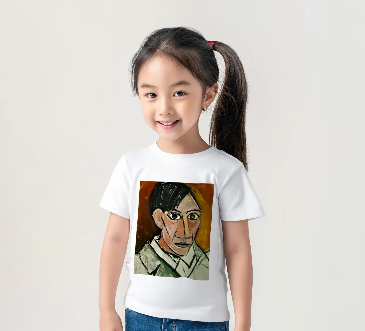 Picasso Self-Portrait, Bold Cubist Expressionism Art Print kids t-shirt by homdeco