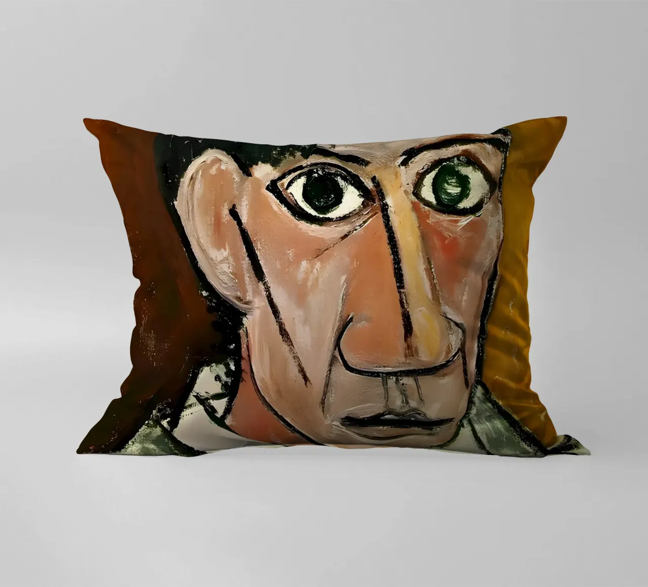 Picasso Self-Portrait, Bold Cubist Expressionism Art Print decorative cushion by homdeco