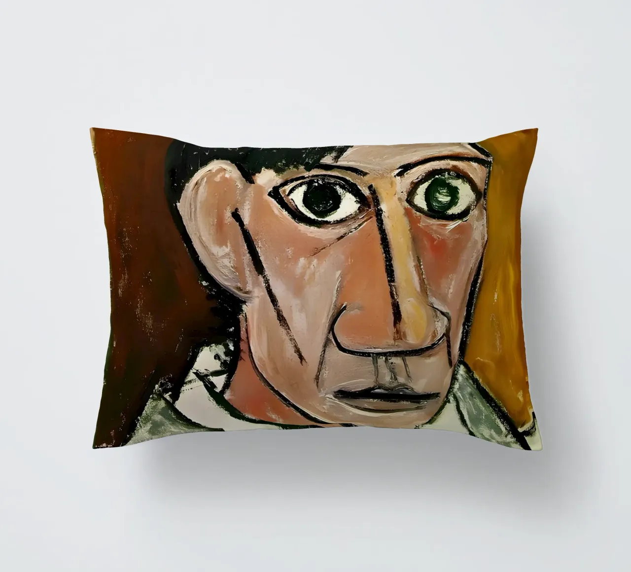 Picasso Self-Portrait, Bold Cubist Expressionism Art Print decorative cushion by homdeco