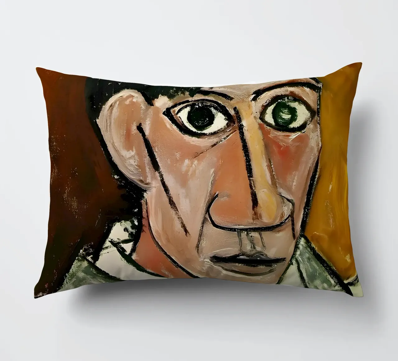 Picasso Self-Portrait, Bold Cubist Expressionism Art Print decorative cushion by homdeco