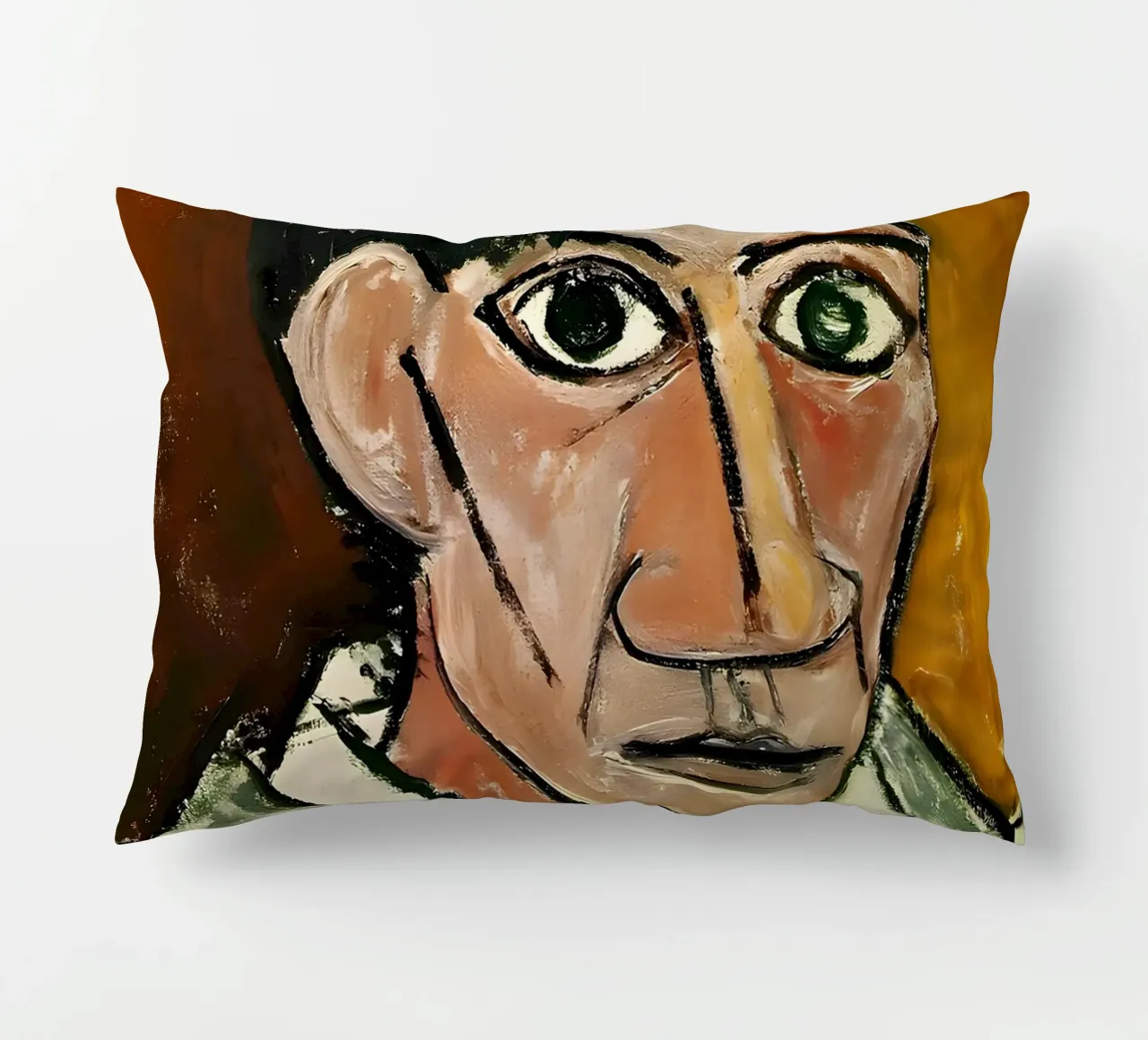Picasso Self-Portrait, Bold Cubist Expressionism Art Print decorative cushion by homdeco