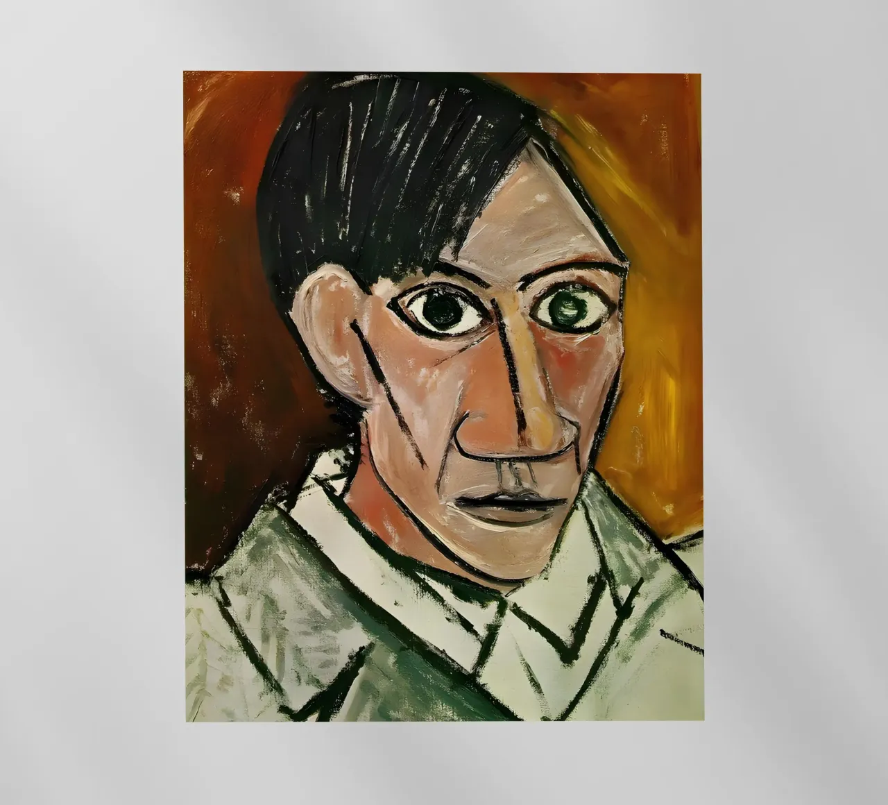 Picasso Self-Portrait, Bold Cubist Expressionism Art Print backlit film by homdeco