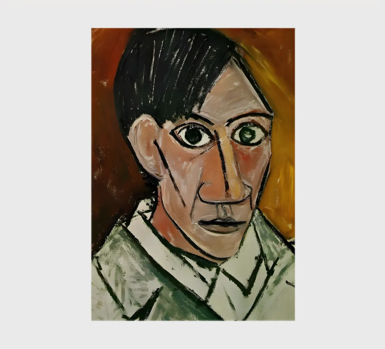 Picasso Self-Portrait, Bold Cubist Expressionism Art Print notebook by homdeco
