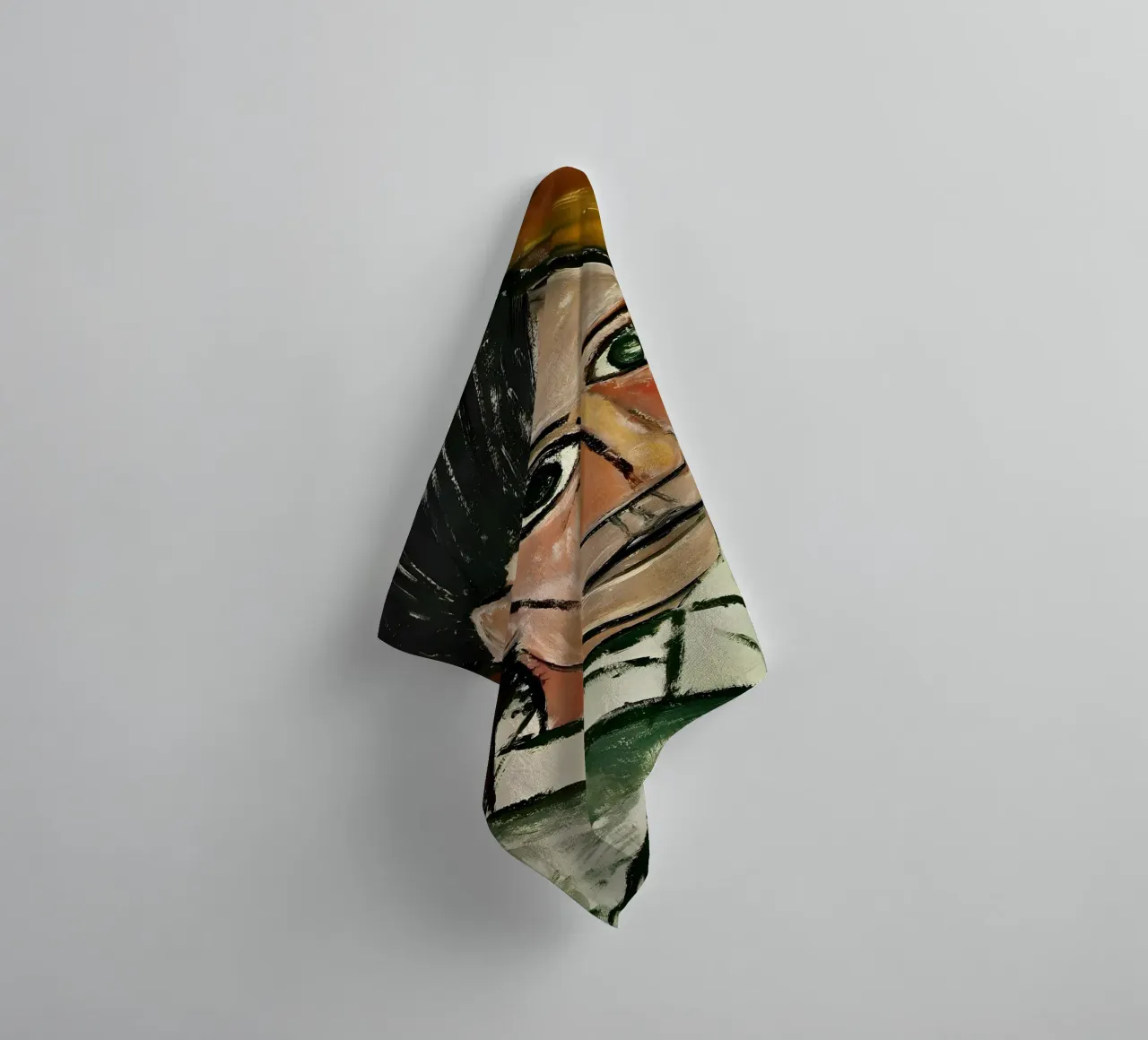Picasso Self-Portrait, Bold Cubist Expressionism Art Print towel by homdeco