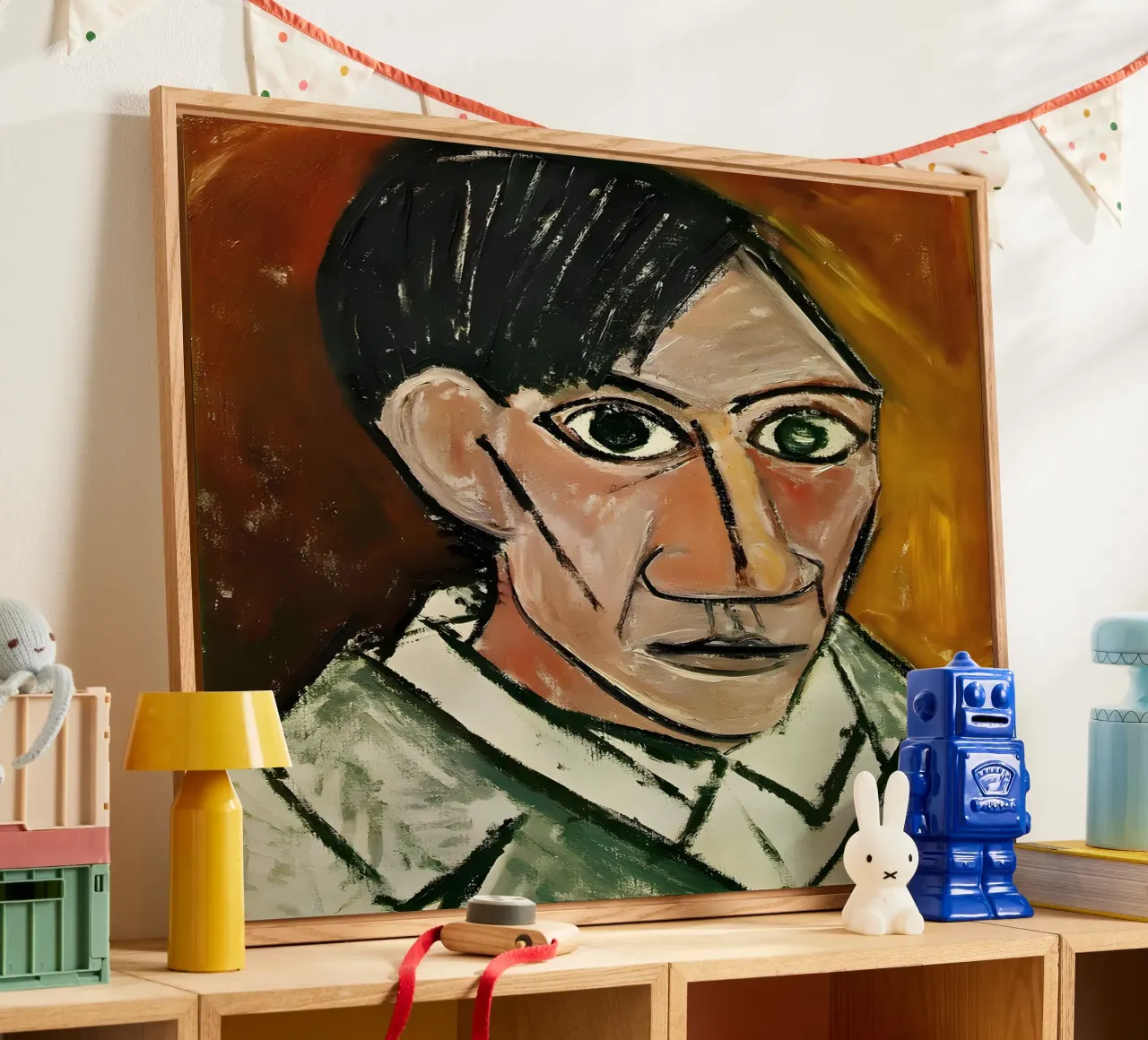 Picasso Selbstporträt, kühner kubistischer Expressionismus Kunstdruck Acryl-Glas von homdeco