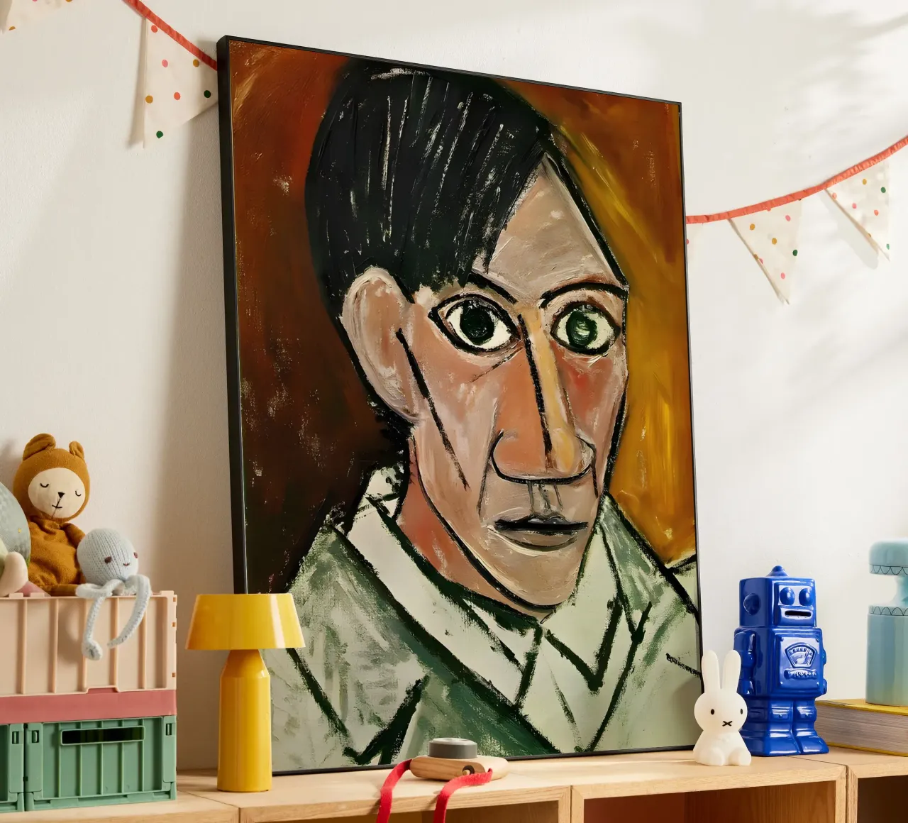 Picasso Self-Portrait, Bold Cubist Expressionism Art Print alu-dibond by homdeco