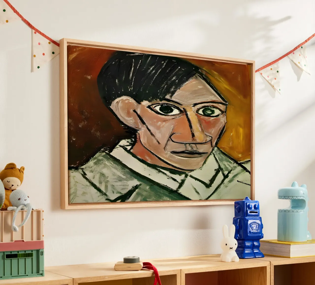 Picasso Self-Portrait, Bold Cubist Expressionism Art Print canvas by homdeco