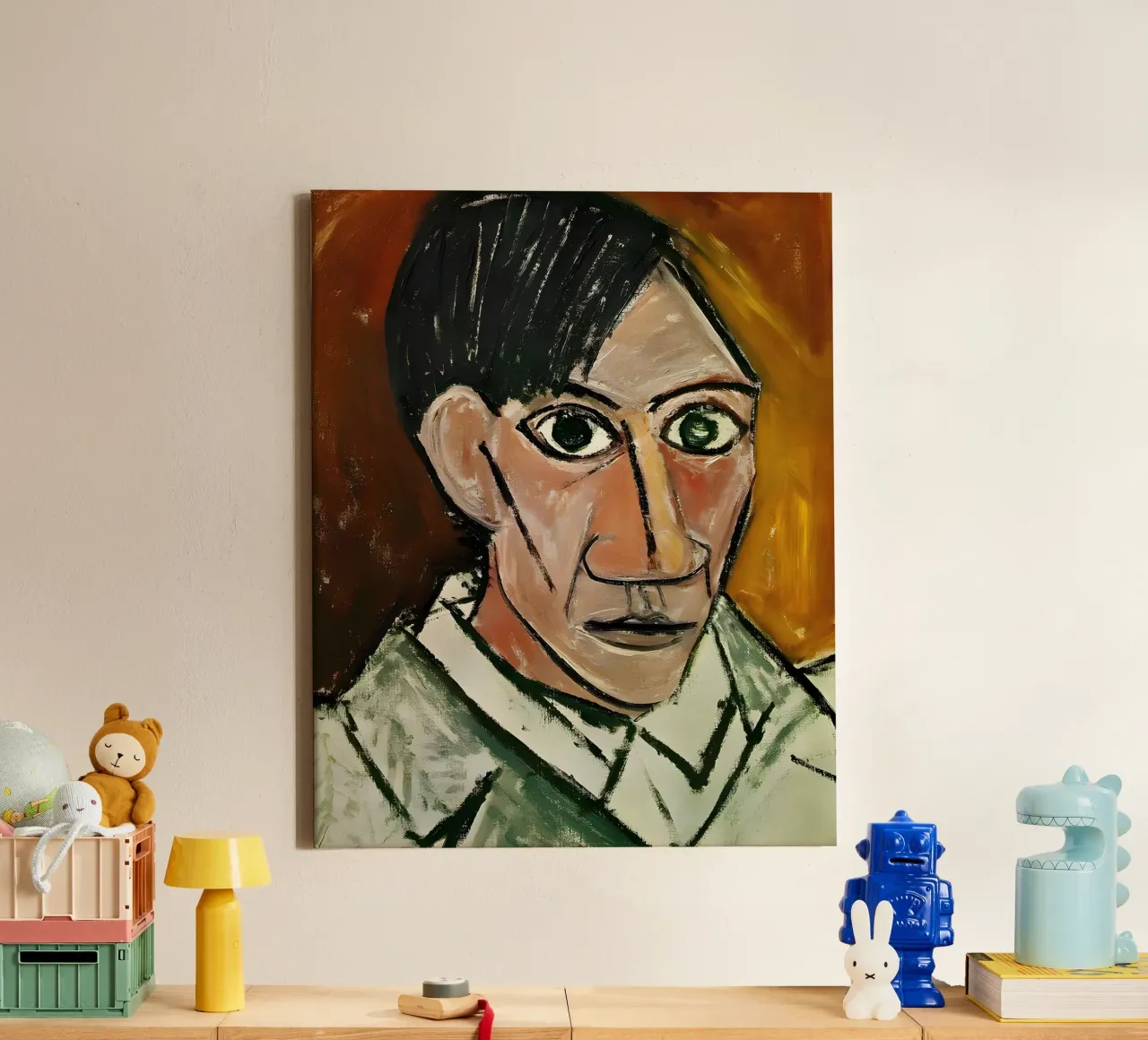Picasso Self-Portrait, Bold Cubist Expressionism Art Print canvas by homdeco