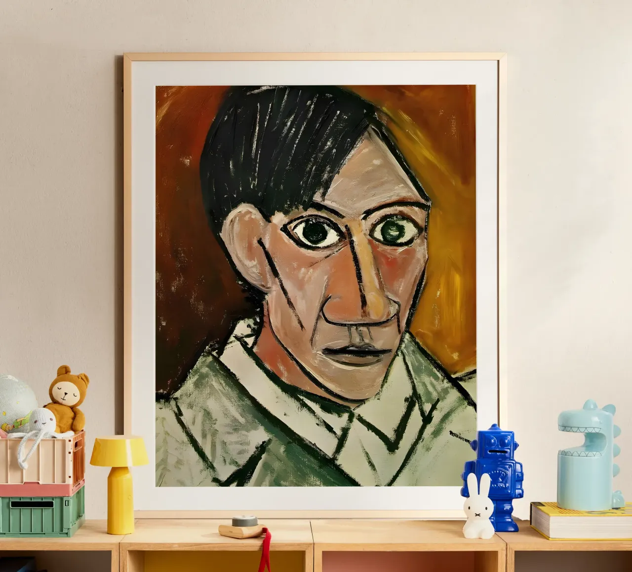Picasso Self-Portrait, Bold Cubist Expressionism Art Print hahnemühle by homdeco