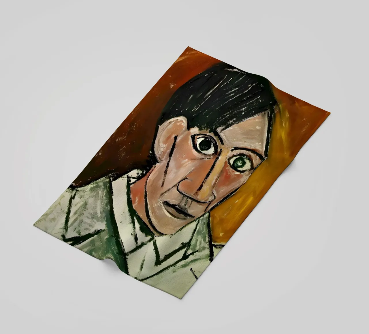 Picasso Self-Portrait, Bold Cubist Expressionism Art Print beach towel by homdeco