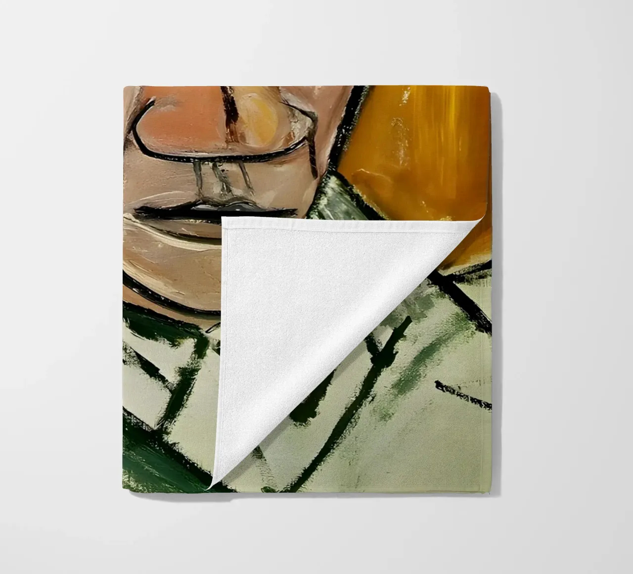 Picasso Self-Portrait, Bold Cubist Expressionism Art Print beach towel by homdeco