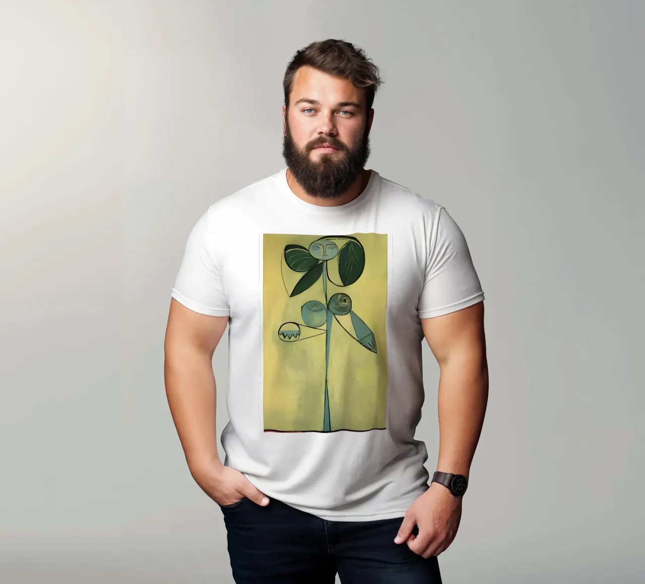 Picasso Abstract Botanical Figure Cubist Art Print t-shirt by homdeco
