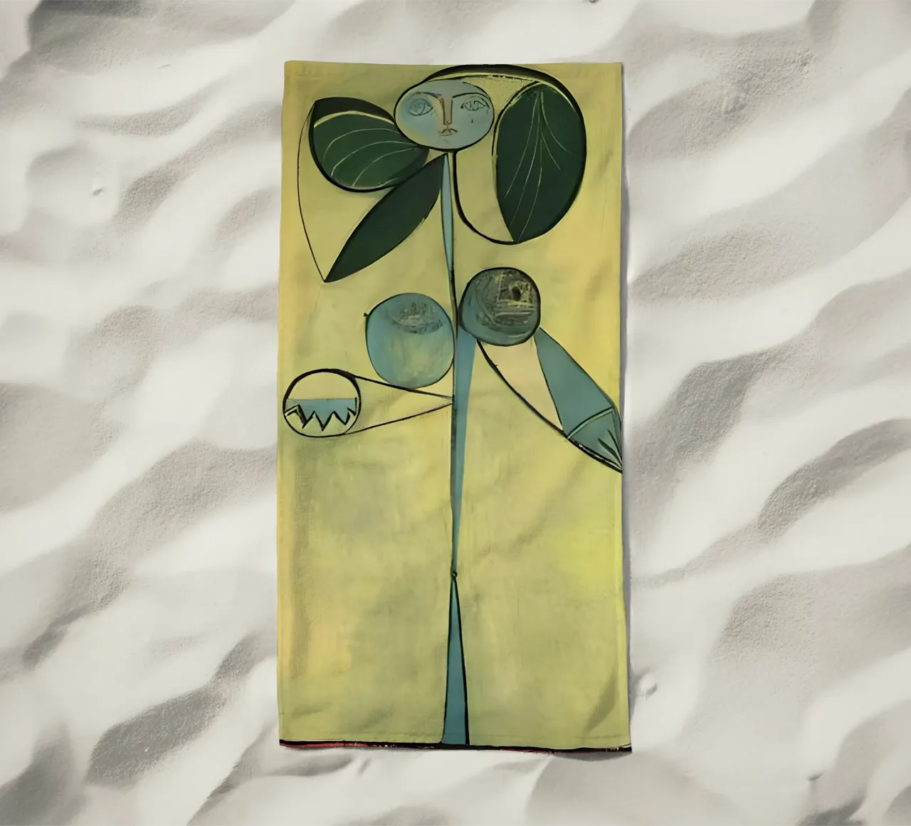 Picasso Abstract Botanical Figure Cubist Art Print beach towel by homdeco