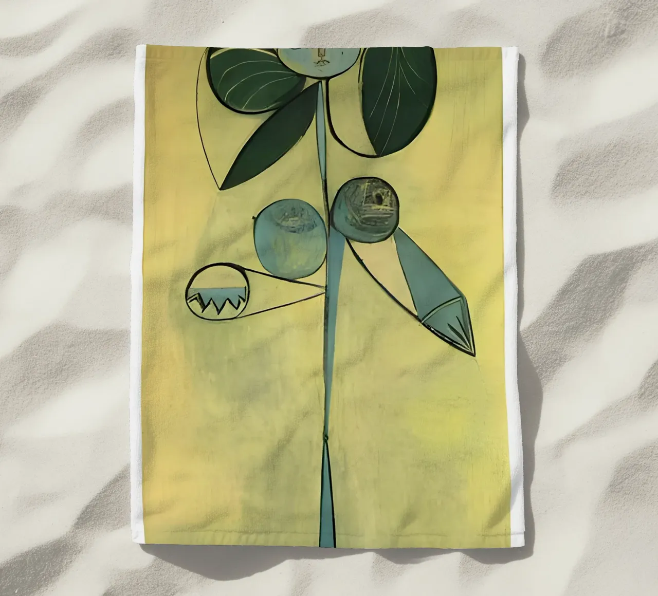 Picasso Abstract Botanical Figure Cubist Art Print beach towel by homdeco