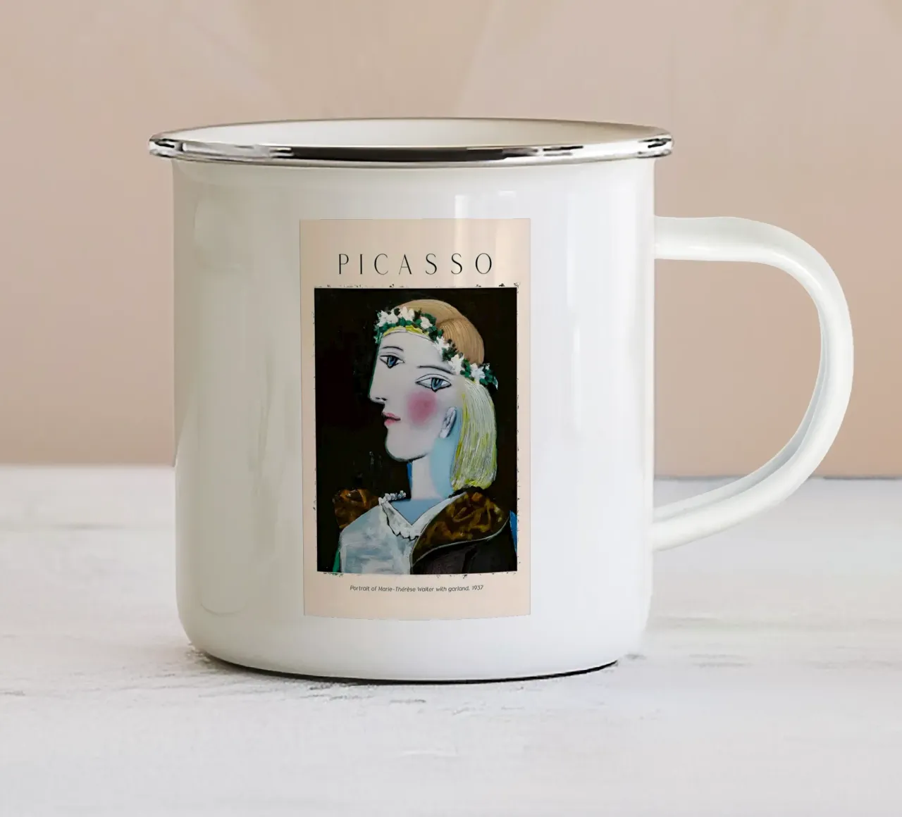 Picasso Marie-Thérèse Walter, Surreal Cubist Portrait Emaille Tasse von homdeco