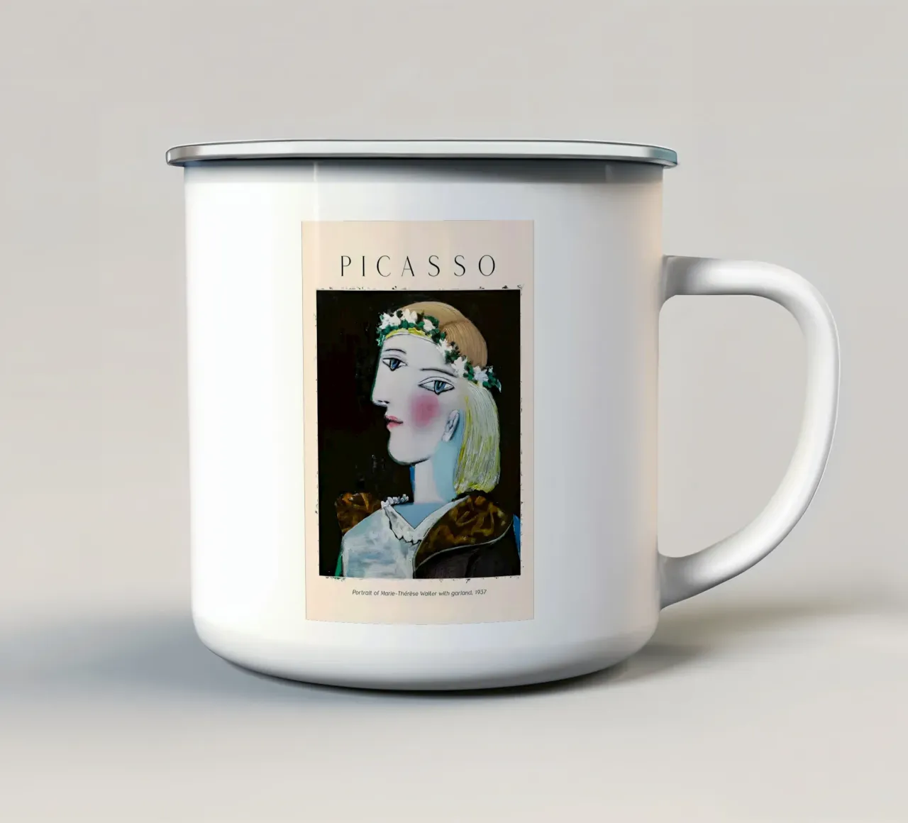 Picasso Marie-Thérèse Walter, Surreal Cubist Portrait Emaille Tasse von homdeco