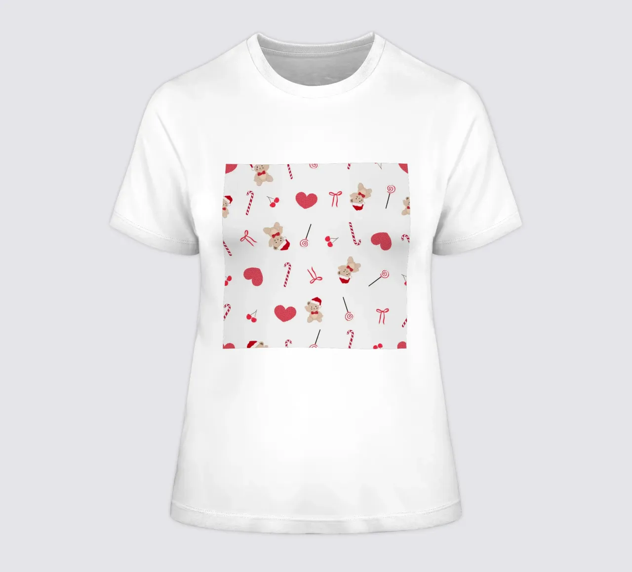Teddy bear plaid hearts bow pattern women's fitted t-shirt by gulsengunel