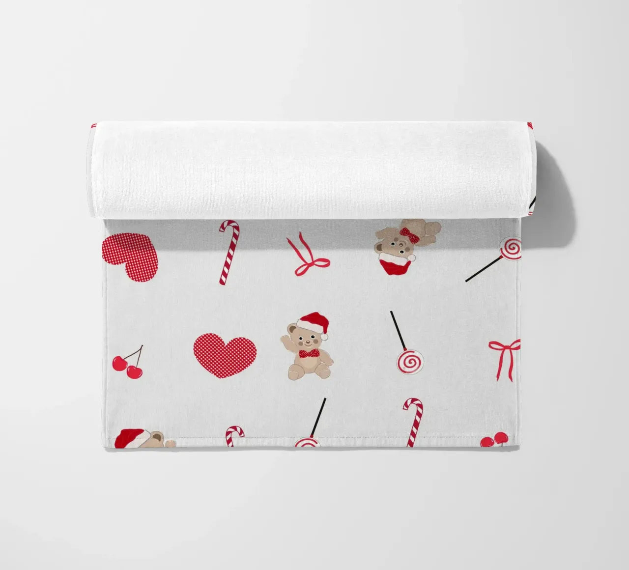 Teddy bear plaid hearts bow pattern beach towel by gulsengunel