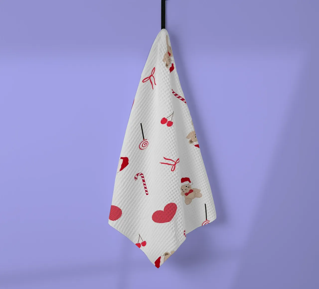 Teddy bear plaid hearts bow pattern tea towel by gulsengunel