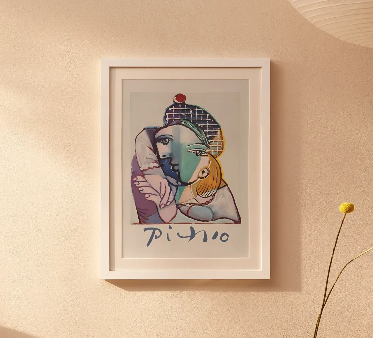 Picasso Embrace, Cubist Lovers Abstract Art Print poster con marco de plástico de homdeco