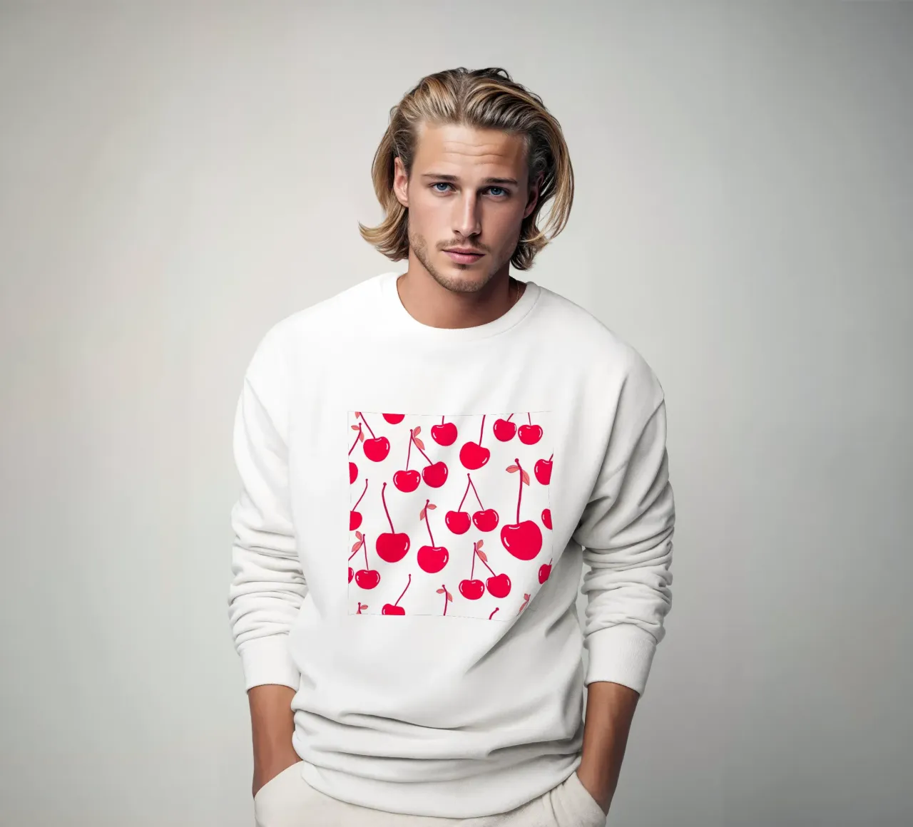 Valentine's Day design red cherries pattern sweatshirt by gulsengunel