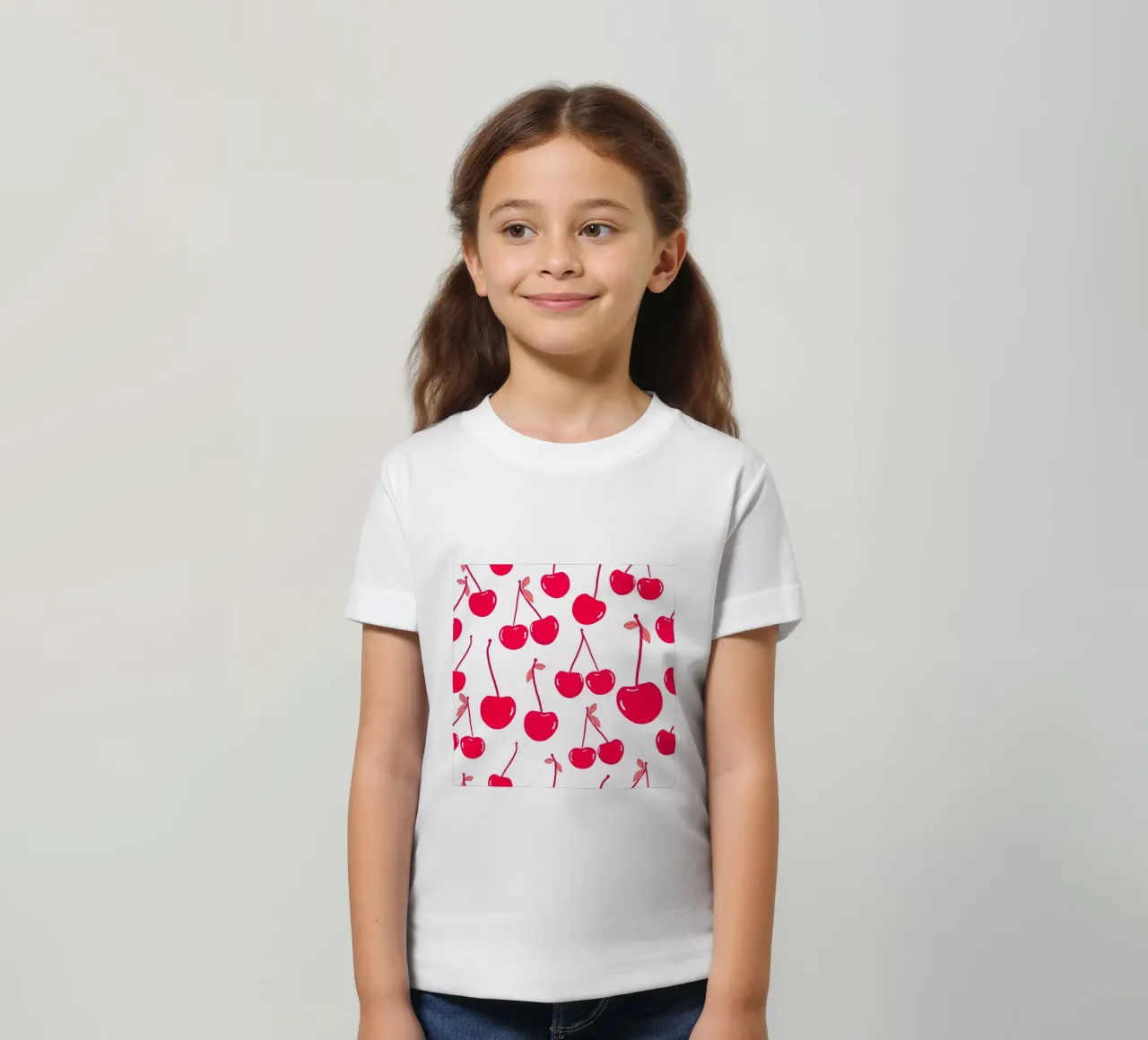 Valentine's Day design red cherries pattern kids t-shirt by gulsengunel