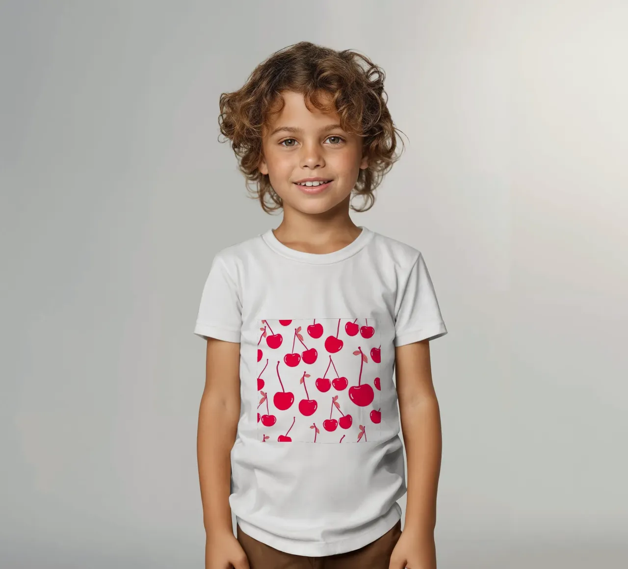 Valentine's Day design red cherries pattern kids t-shirt by gulsengunel
