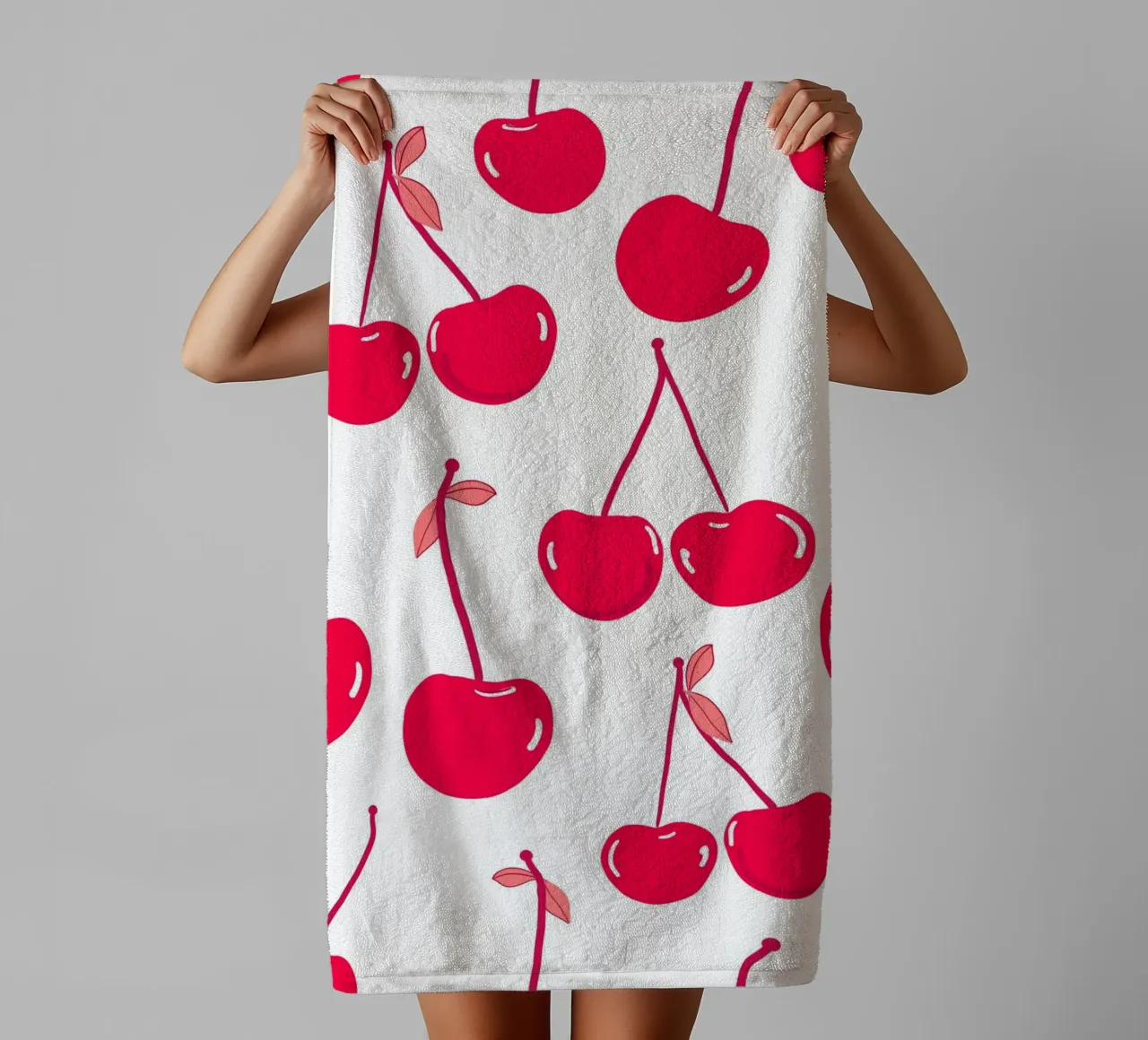 Valentine's Day design red cherries pattern towel by gulsengunel