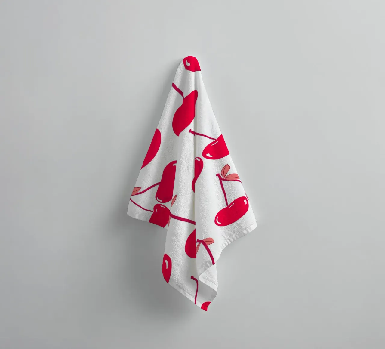 Valentine's Day design red cherries pattern towel by gulsengunel