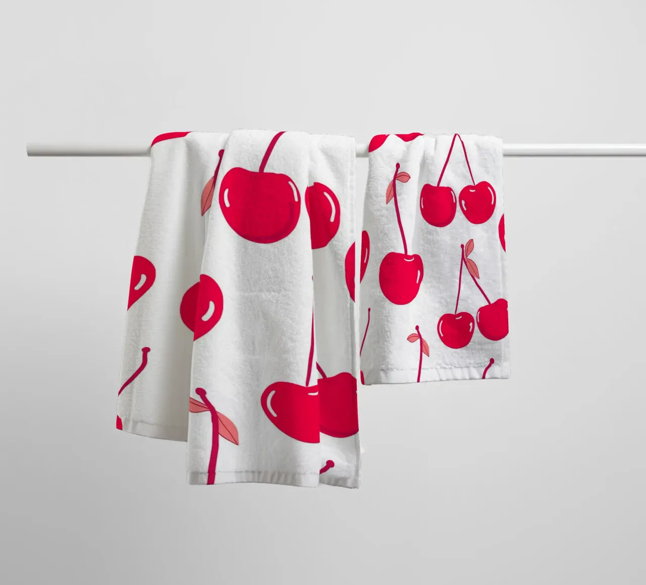 Valentine's Day design red cherries pattern towel by gulsengunel