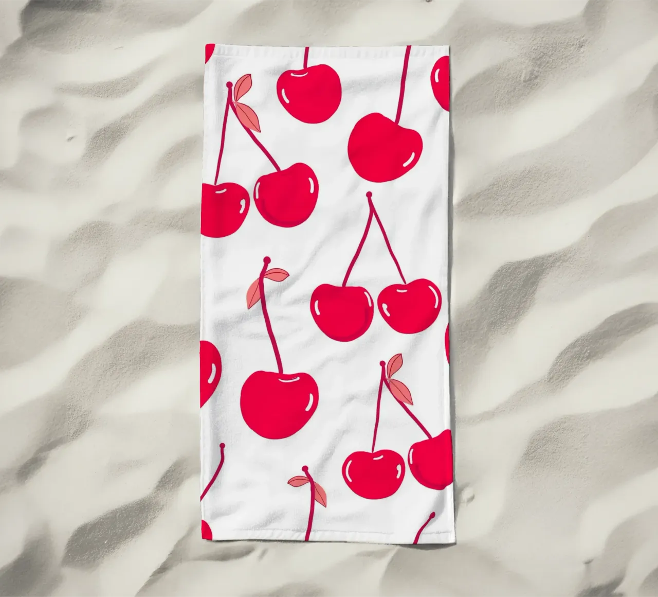 Valentine's Day design red cherries pattern beach towel by gulsengunel
