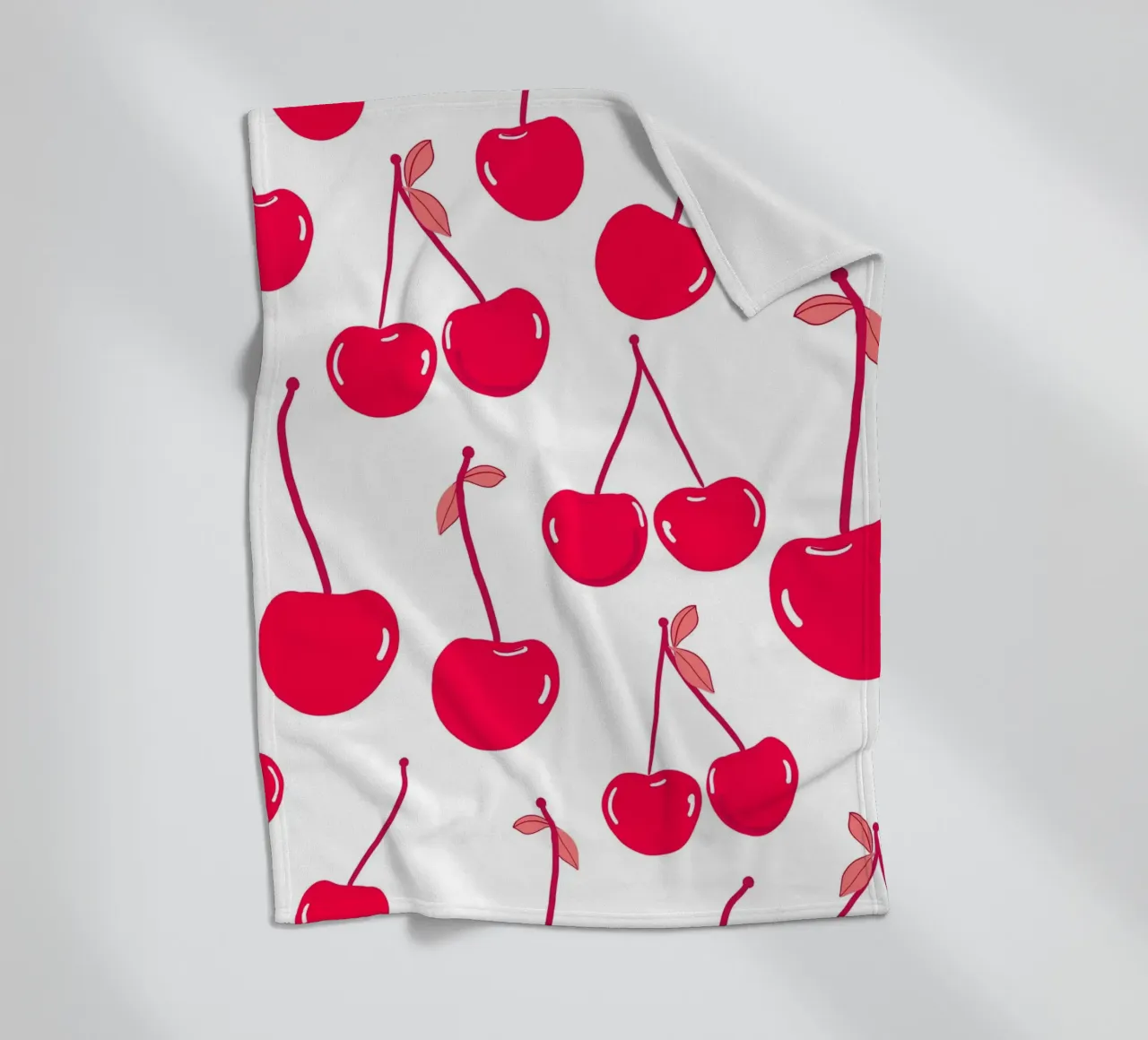 Valentine's Day design red cherries pattern fleece blanket by gulsengunel
