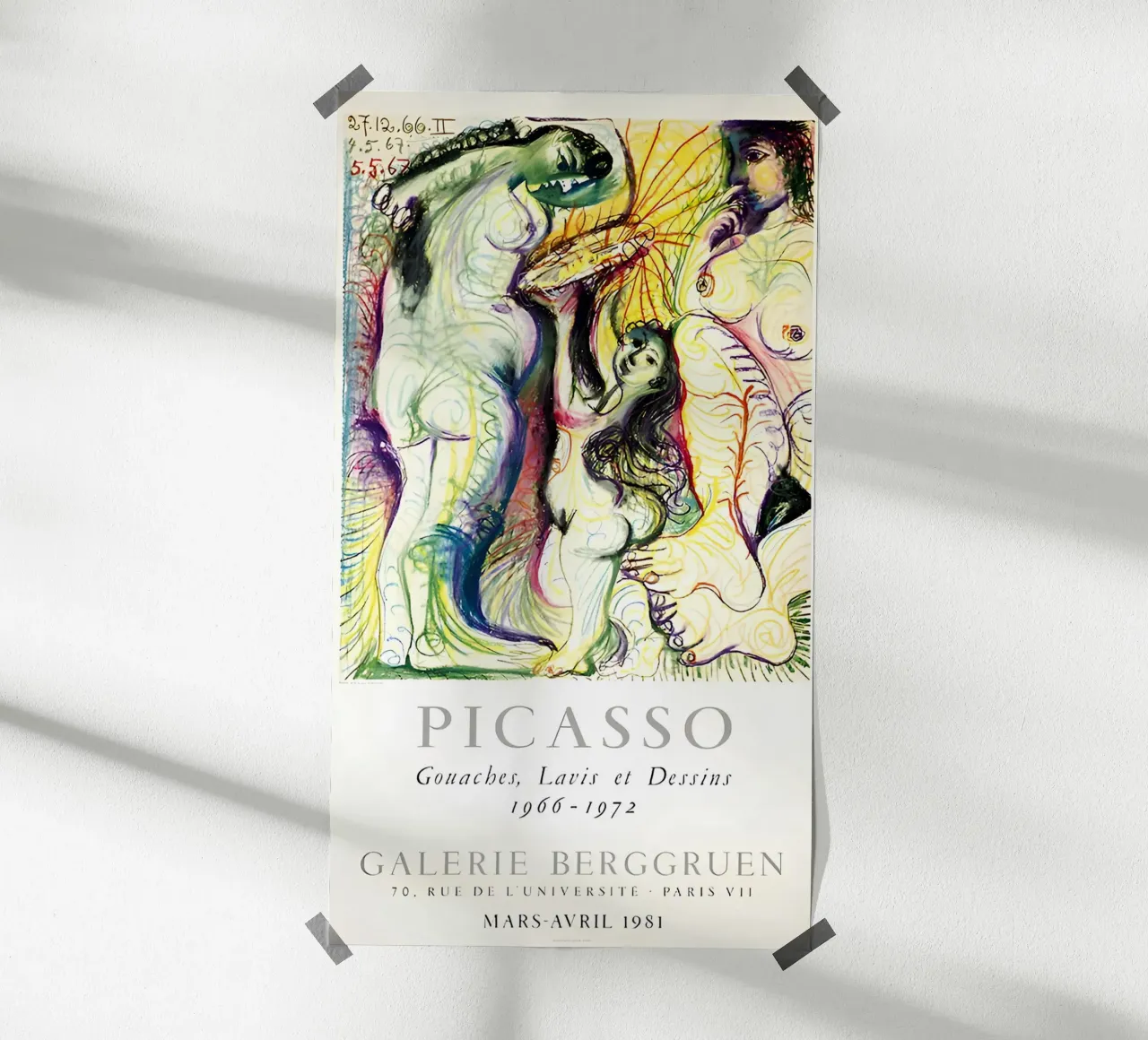 Gouaches, lavaggi e disegni di Picasso 1966-1972 Poster poster con telaio in legno da homdeco