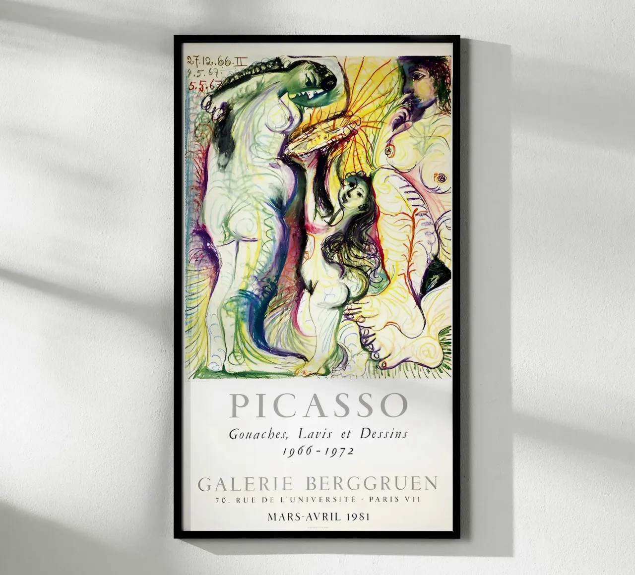 Gouaches, lavaggi e disegni di Picasso 1966-1972 Poster poster con telaio in legno da homdeco