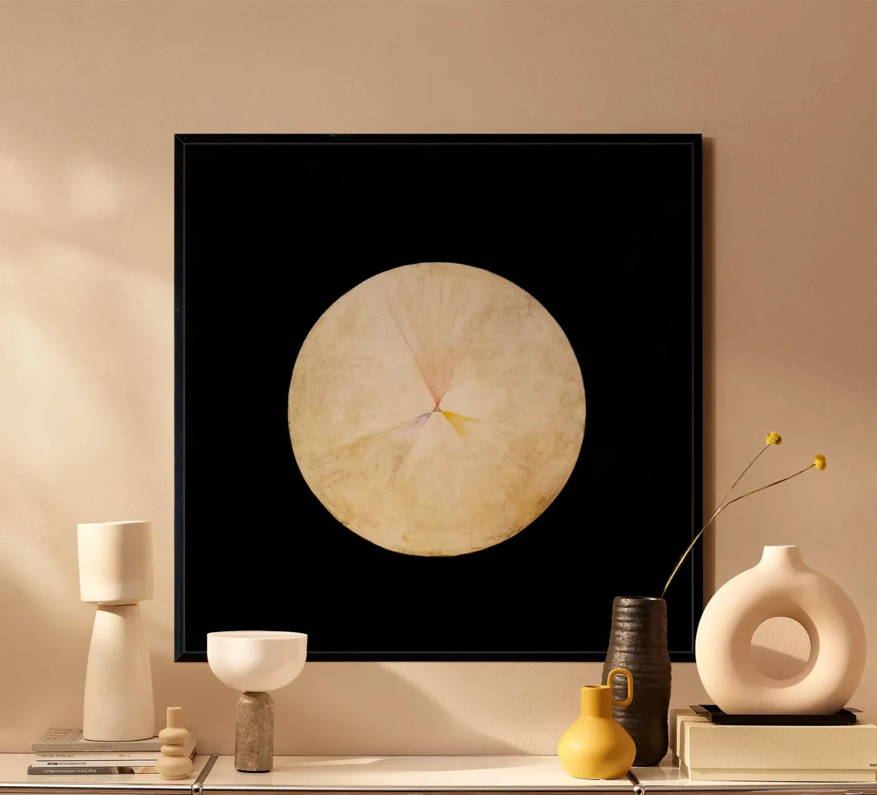 Hilma af Klint Series SUW No 14 Swan Abstract Print poster with wooden frame by homdeco