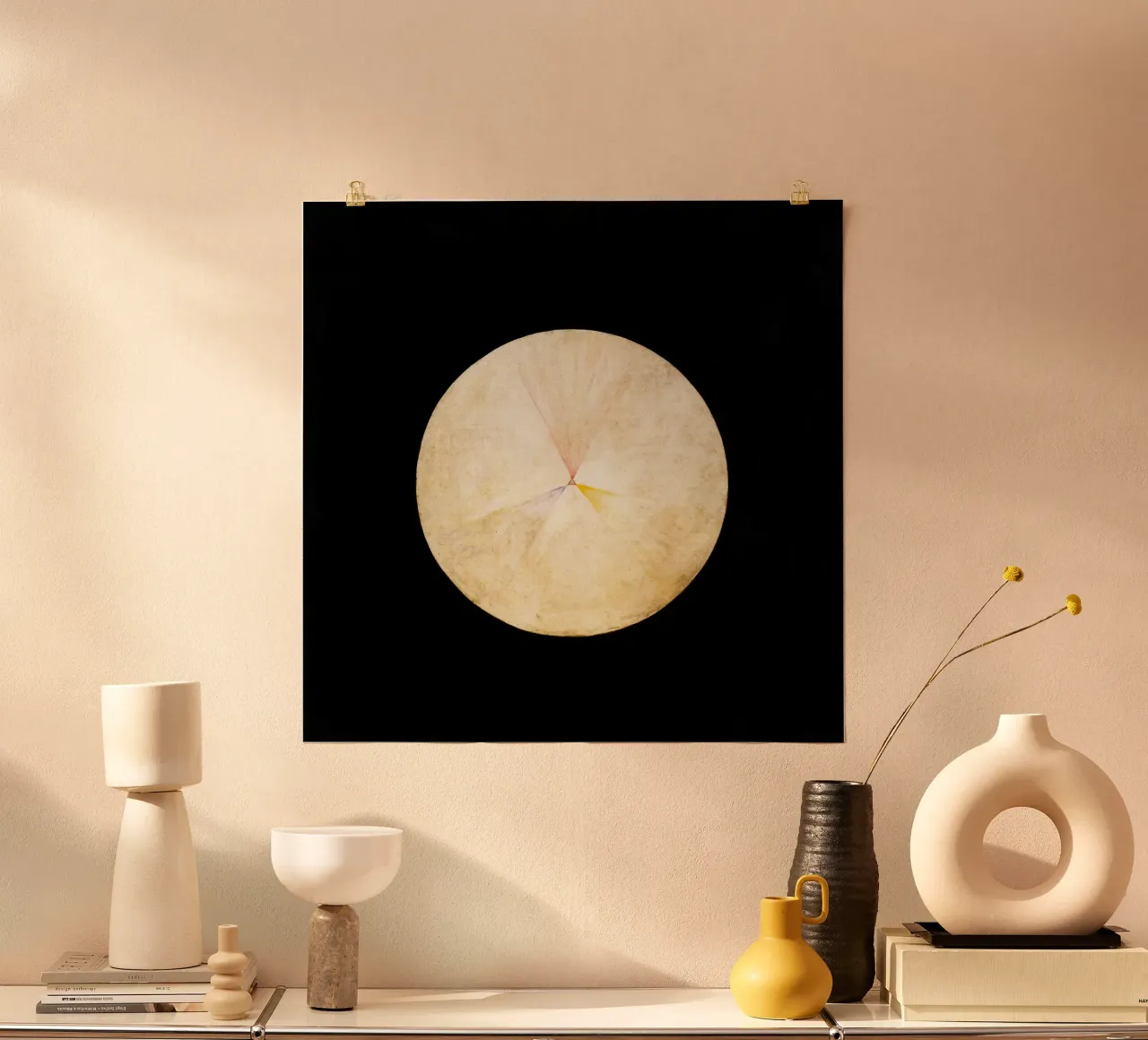 Hilma af Klint Series SUW No 14 Swan Abstract Print poster with wooden frame by homdeco