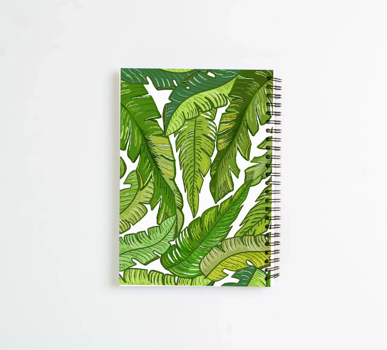 Tropical banana leaves spiral notebook by gulsengunel